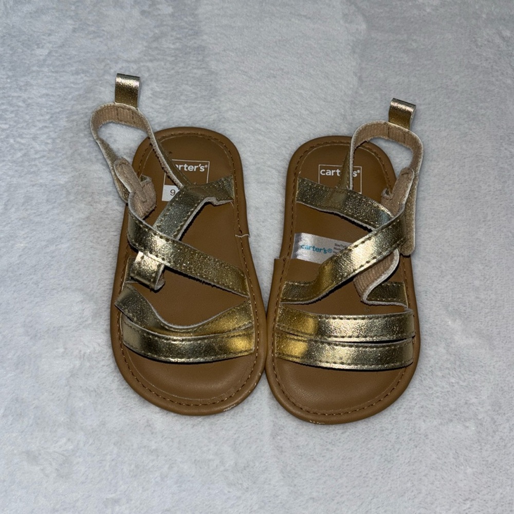 carters gold sandals 9-12 months